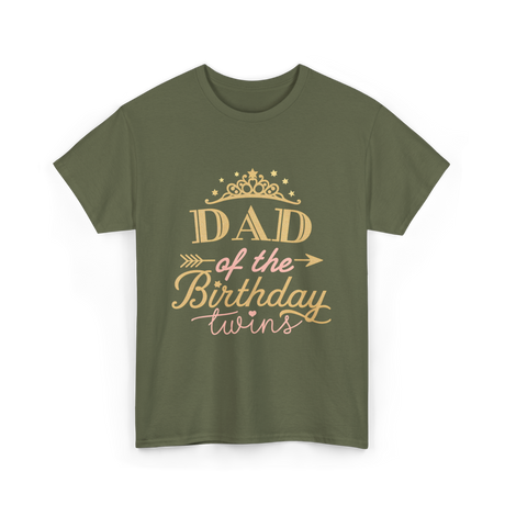 Dad of the Birthday Twins Party T-Shirt - Military Green