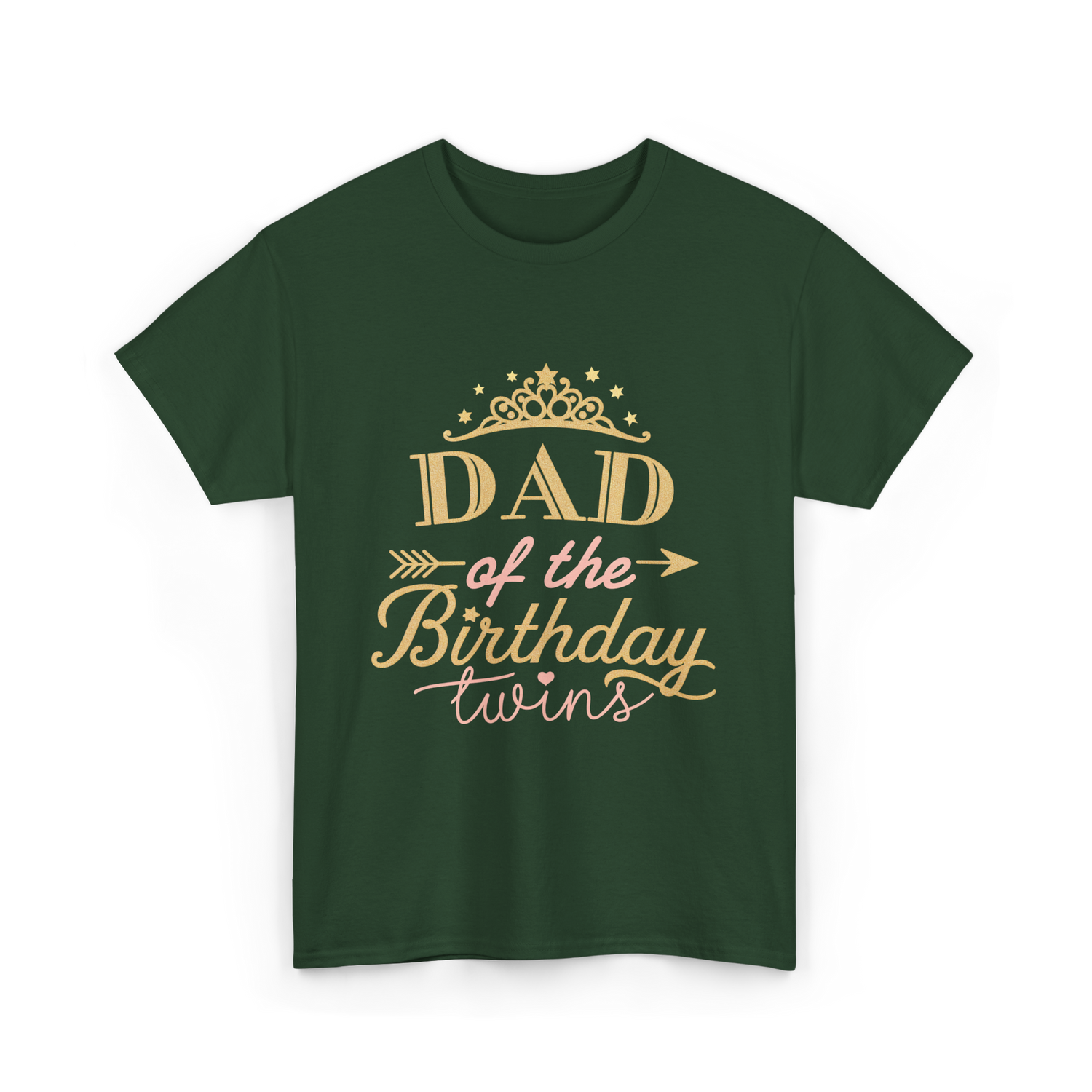 Dad of the Birthday Twins Party T-Shirt - Forest Green
