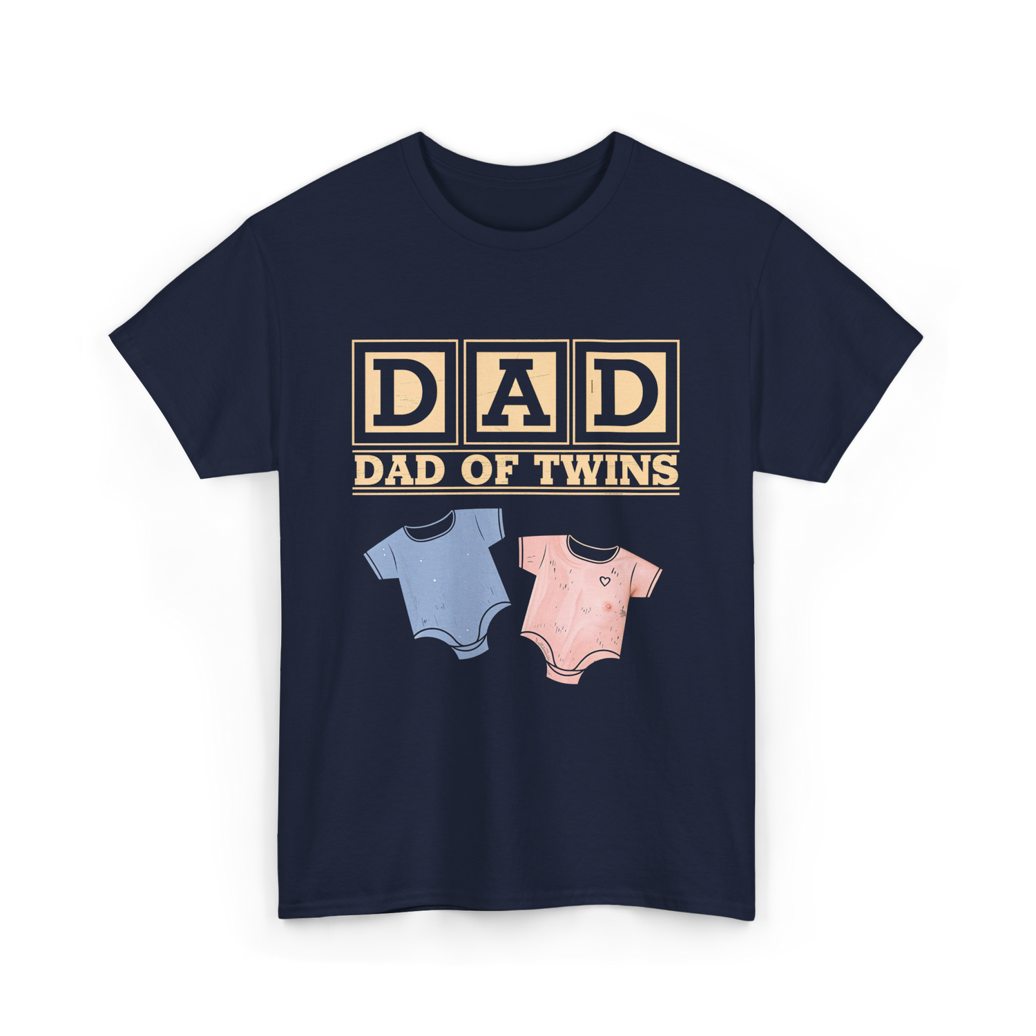 Dad Of Twins Family Dad T-Shirt - Navy