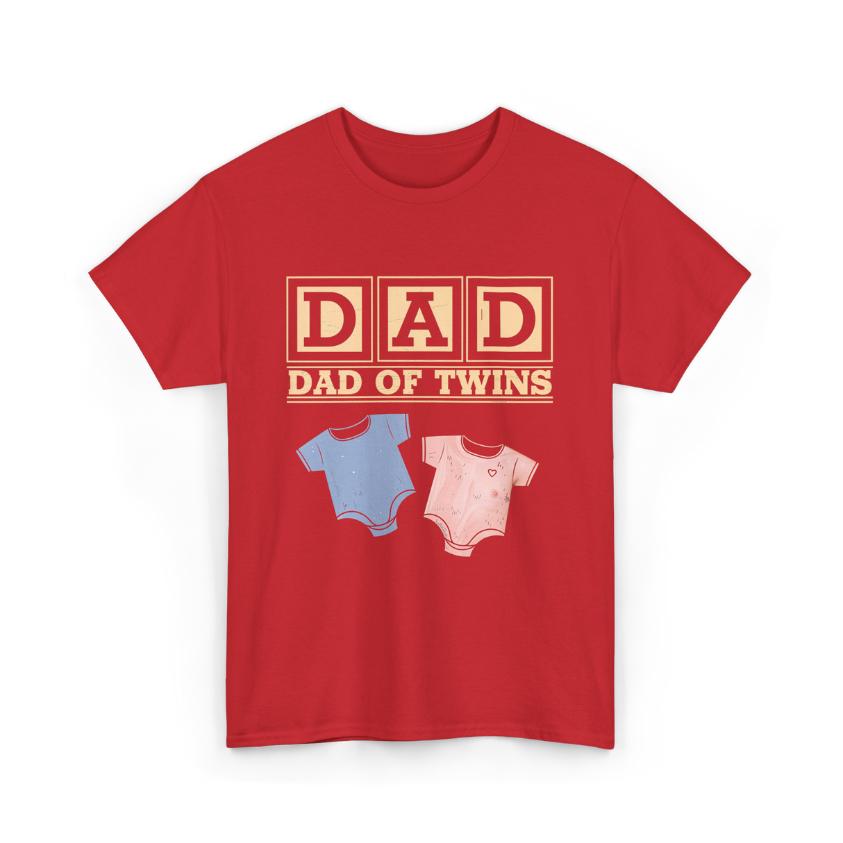 Dad Of Twins Family Dad T-Shirt - Red