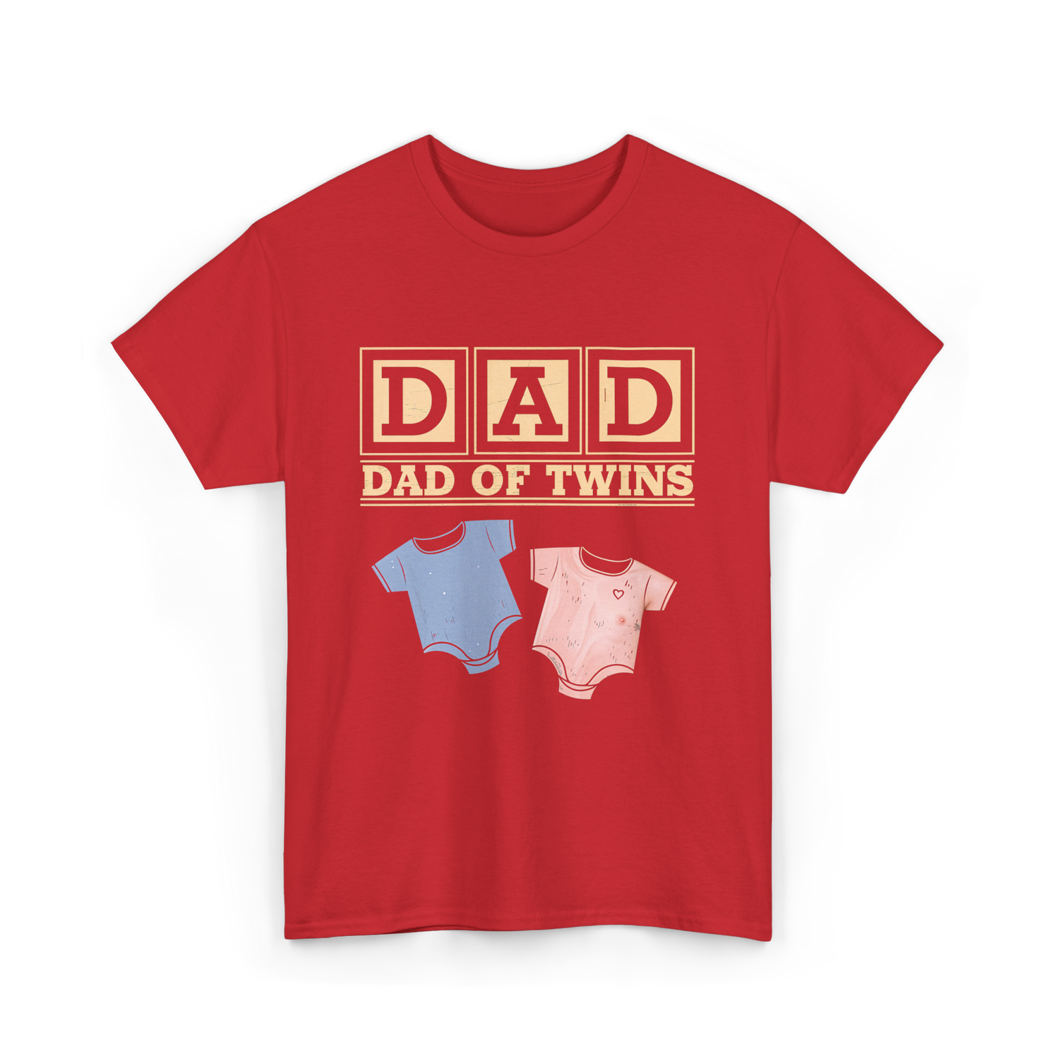 Dad Of Twins Family Dad T-Shirt - Red