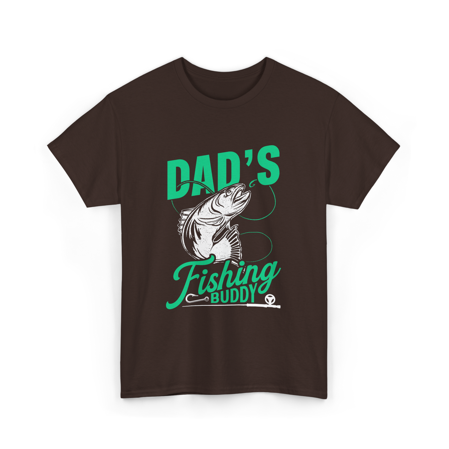 Dads Fishing Buddy Fisherman T-Shirt - Dark Chocolate