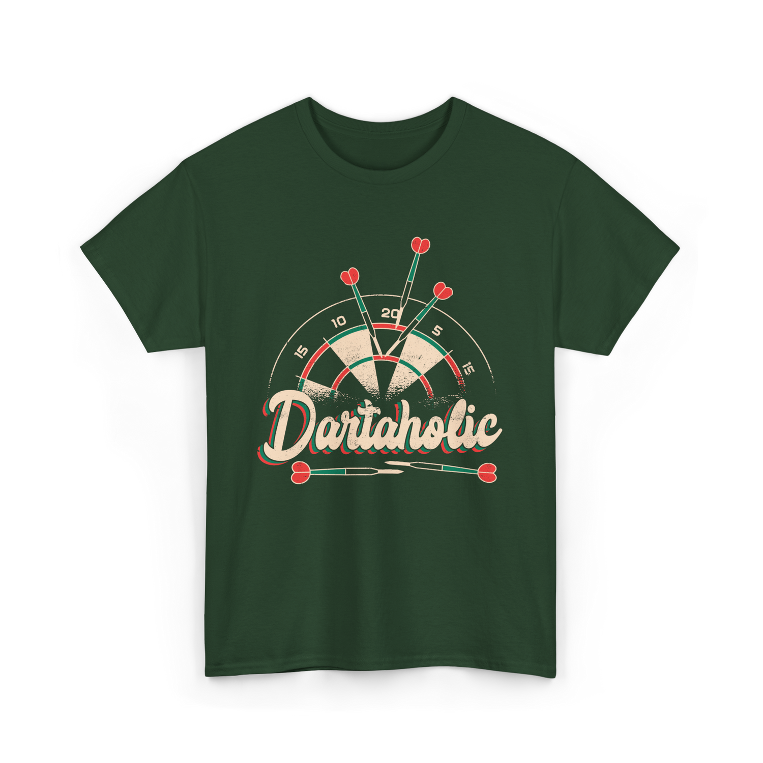 Dartaholic Darts Player Throwing T-Shirt - Forest Green