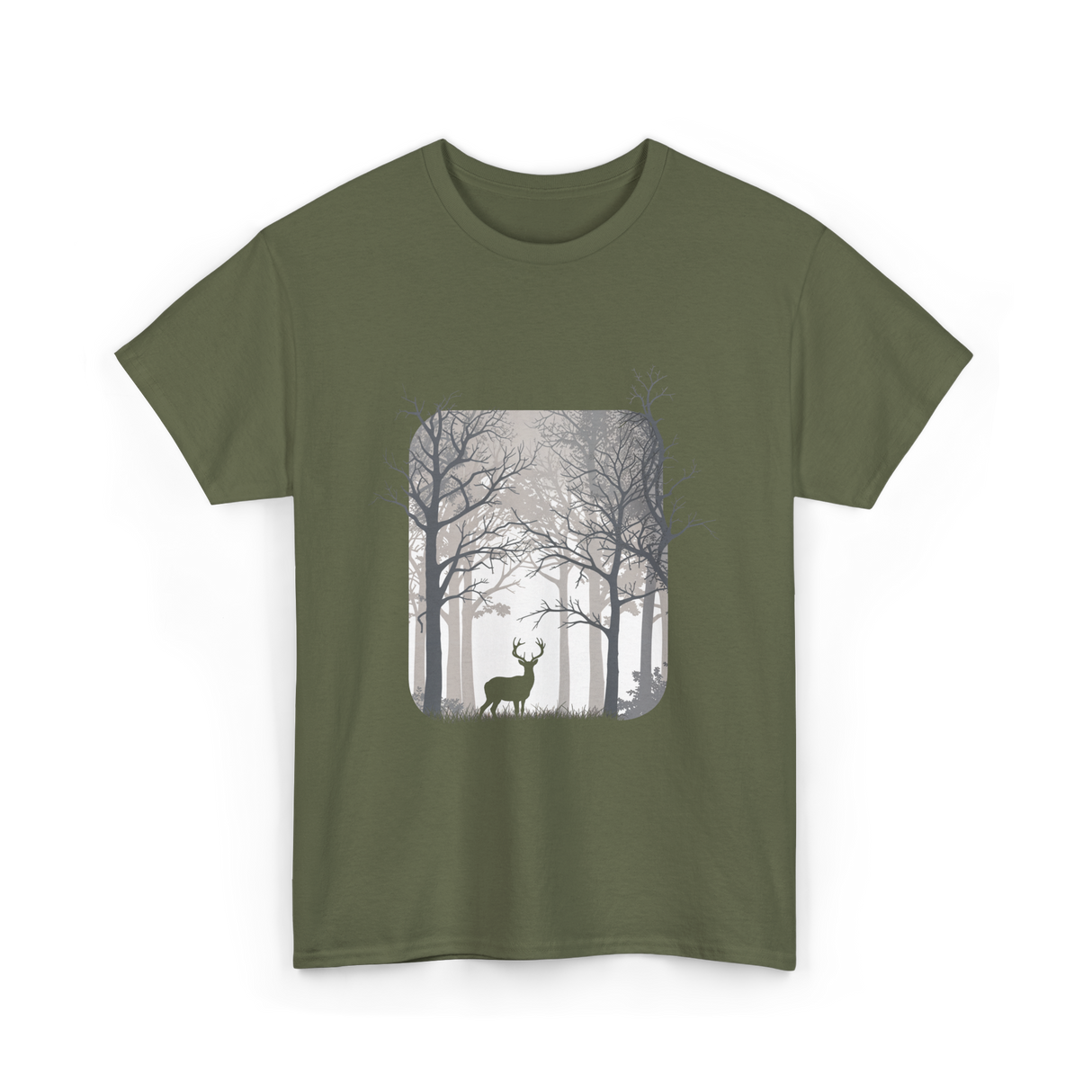 Deer Forest Wildlife Nature T-Shirt - Military Green