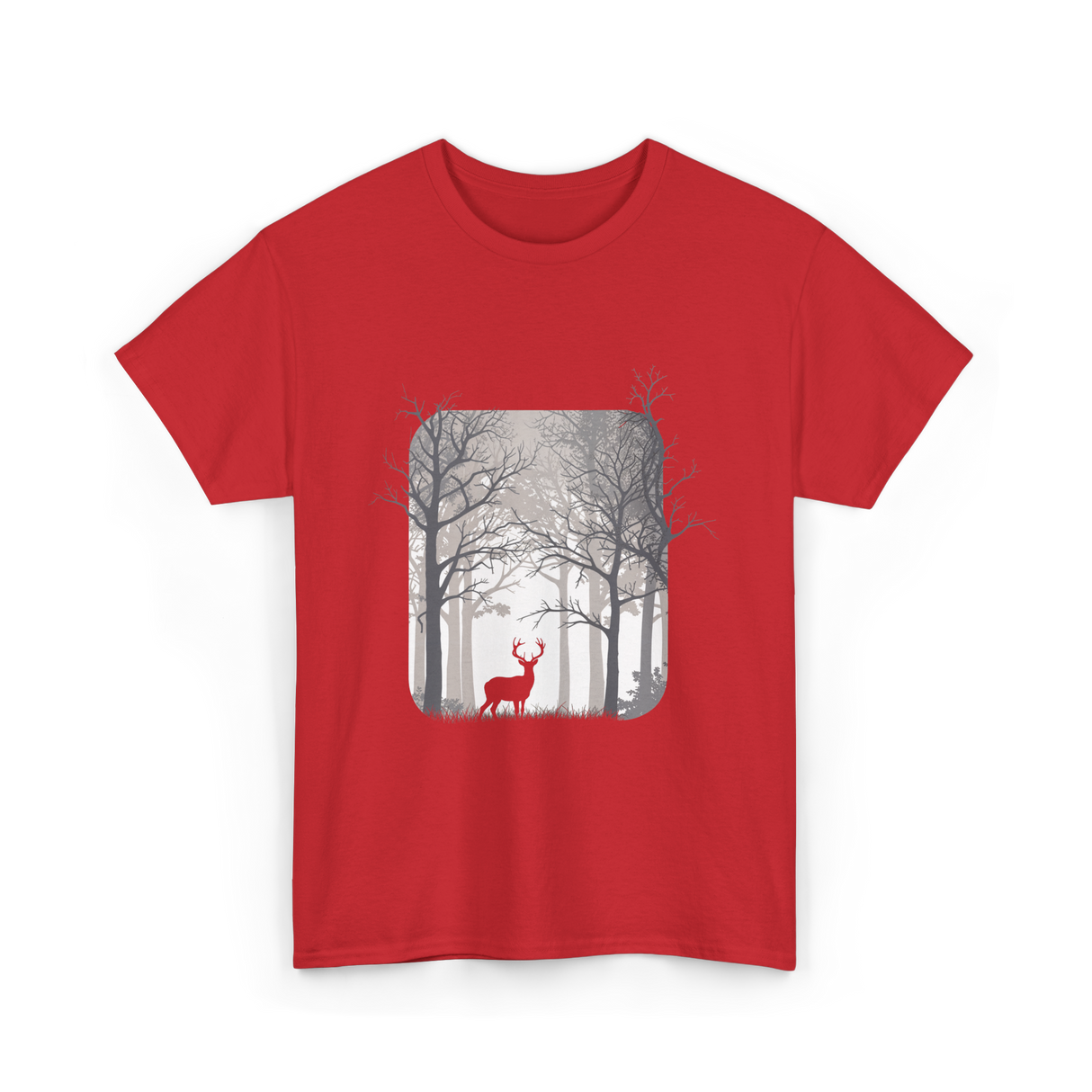 Deer Forest Wildlife Nature T-Shirt - Red