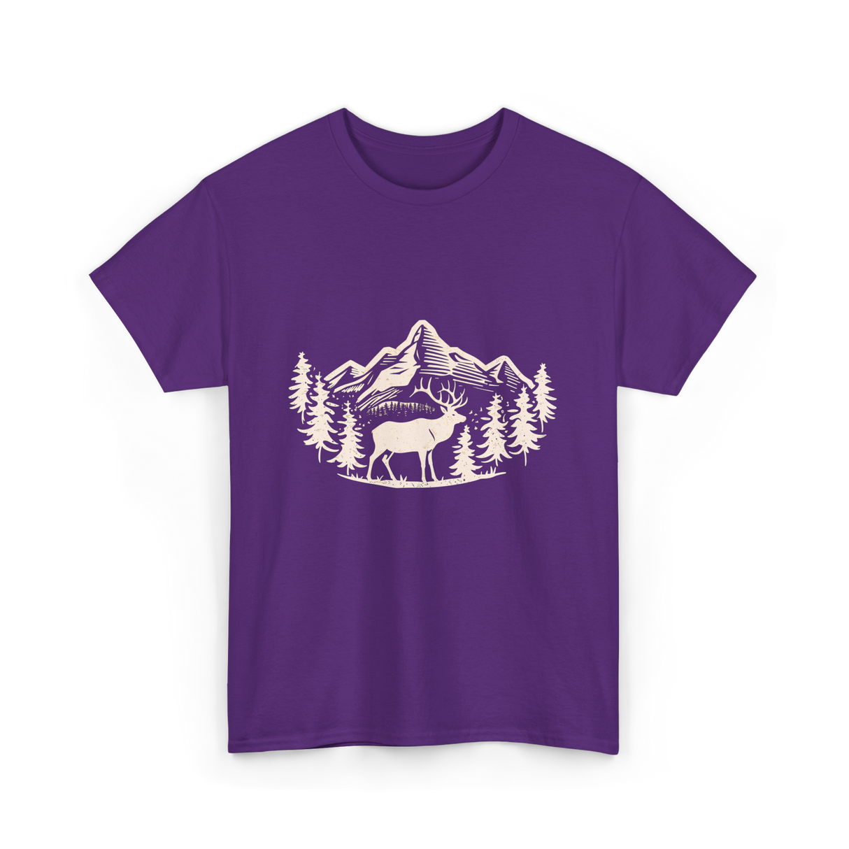 Deer in Mountains Wildlife Nature T-Shirt - Purple