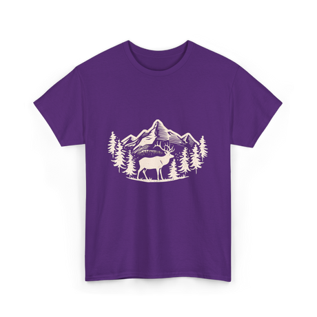 Deer in Mountains Wildlife Nature T-Shirt - Purple