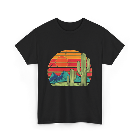 Desert Cactus Mountains Landscape T-Shirt - Black