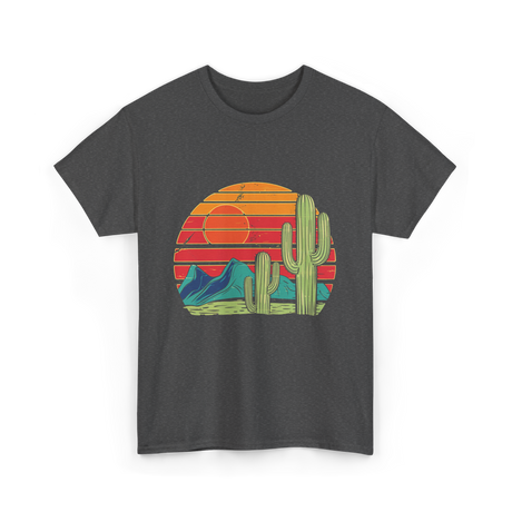 Desert Cactus Mountains Landscape T-Shirt - Dark Heather