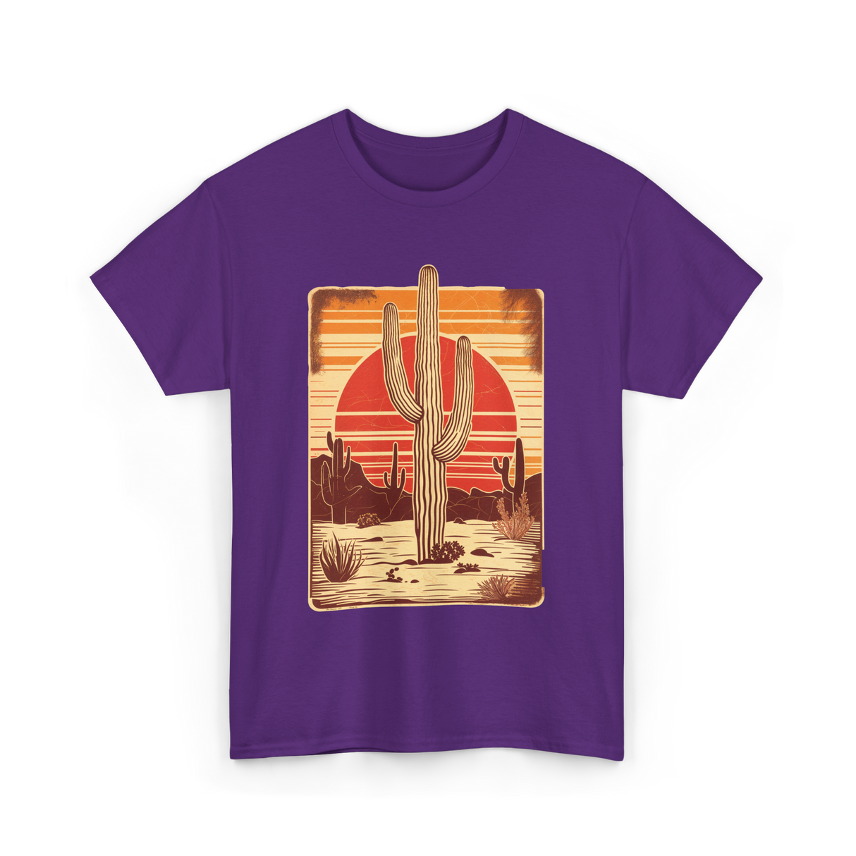Desert Cactus Sunset Cactus T-Shirt - Purple