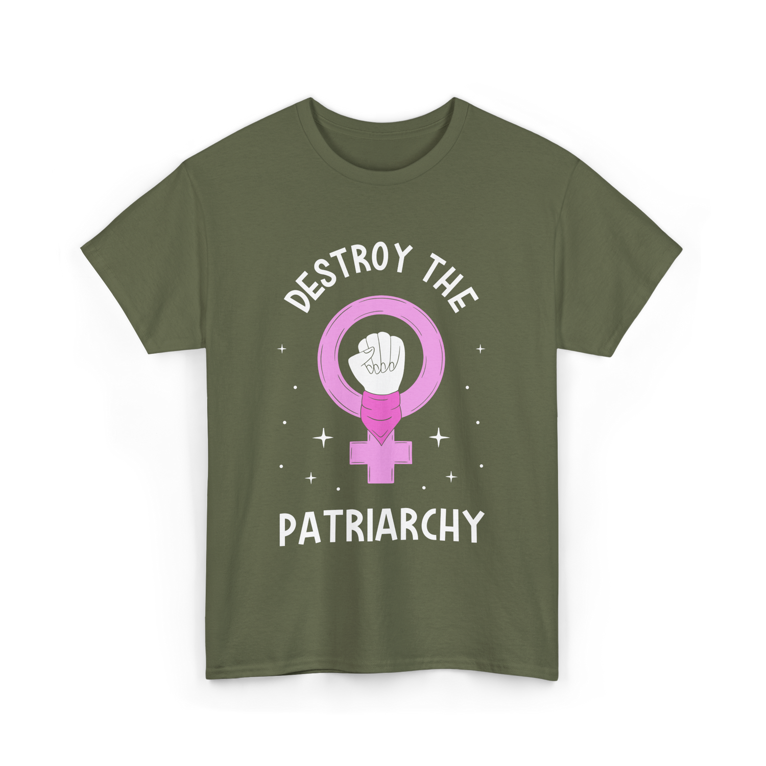 Destroy The Patriarchy Feminism T-Shirt - Military Green