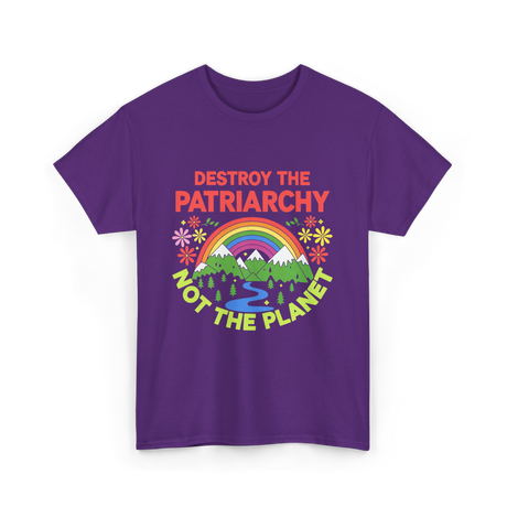 Destroy the Patriarchy Feminism T-Shirt - Purple