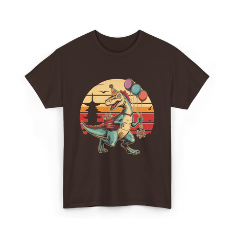 Dinosaur Birthday Party Dino T-Shirt - Dark Chocolate
