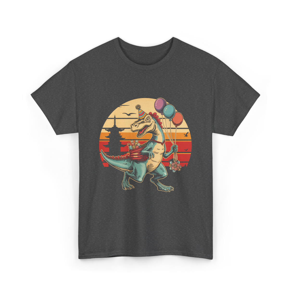 Dinosaur Birthday Party Dino T-Shirt - Dark Heather