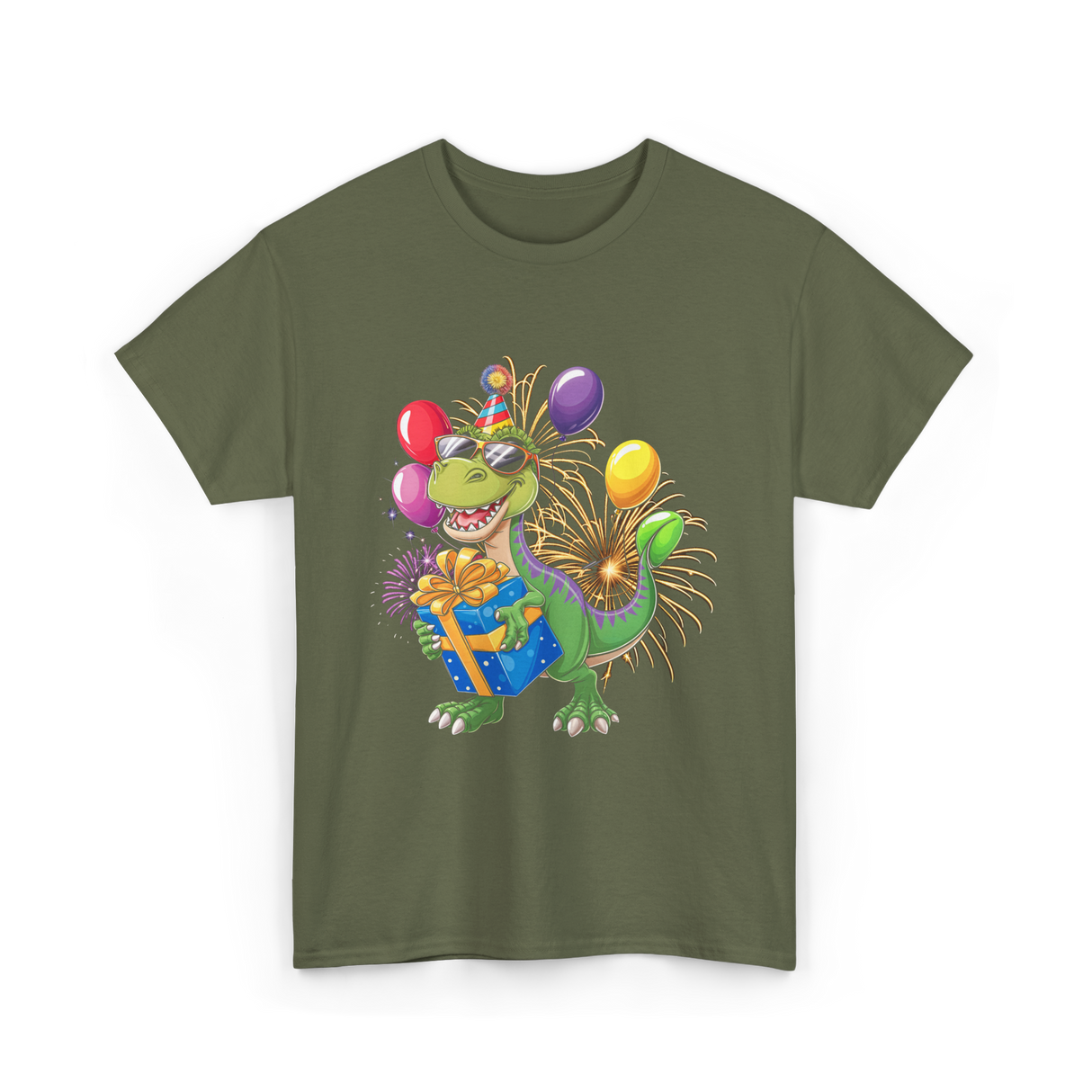 Dinosaur Birthday Party Dino T-Shirt - Military Green