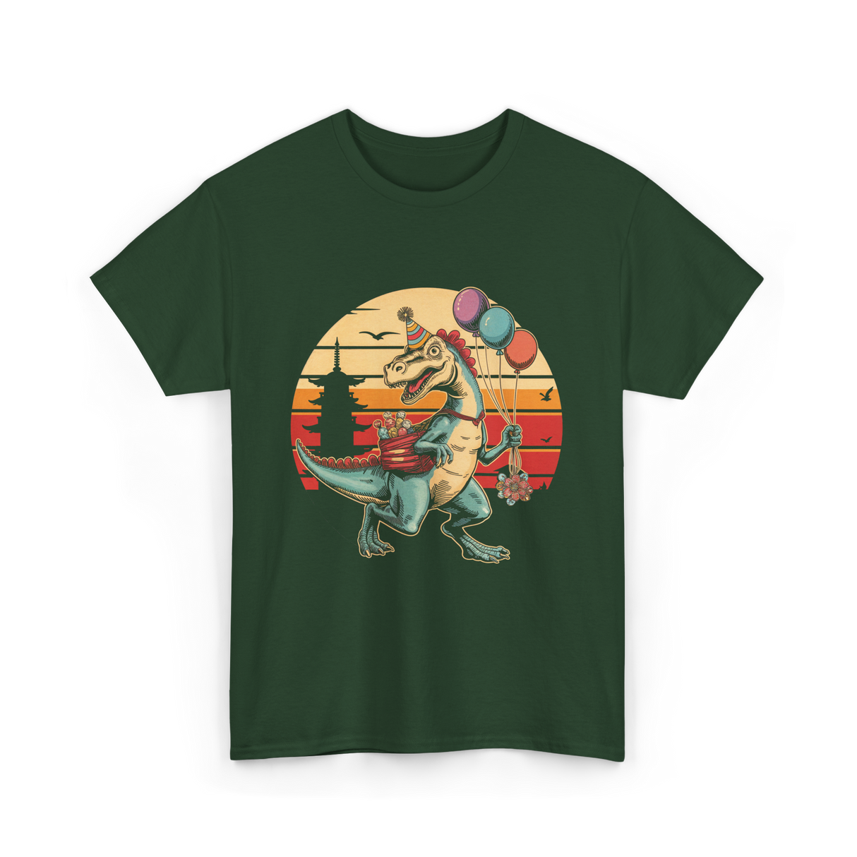 Dinosaur Birthday Party Dino T-Shirt - Forest Green