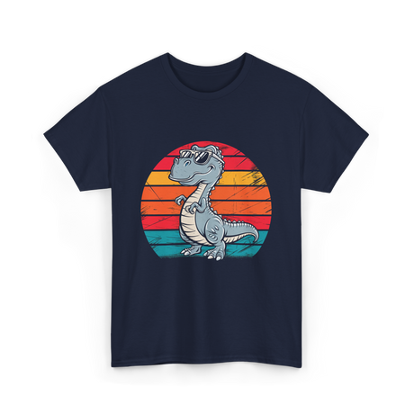 Dinosaur Retro T-Rex Dinosaur T-Shirt - Navy