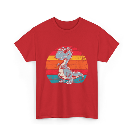 Dinosaur Retro T-Rex Dinosaur T-Shirt - Red