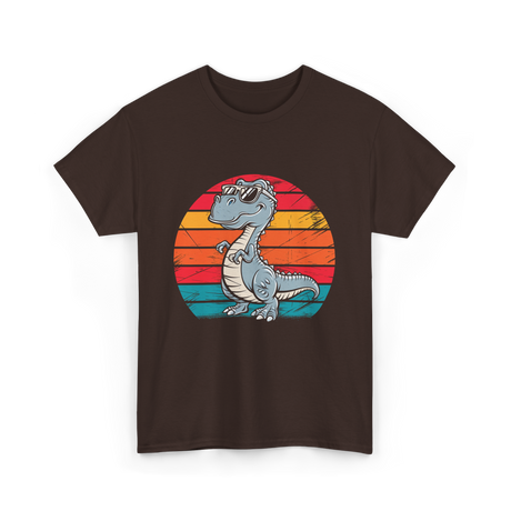 Dinosaur Retro T-Rex Dinosaur T-Shirt - Dark Chocolate