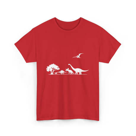 Dinosaurs Prehistoric Dino Kids T-Shirt - Red