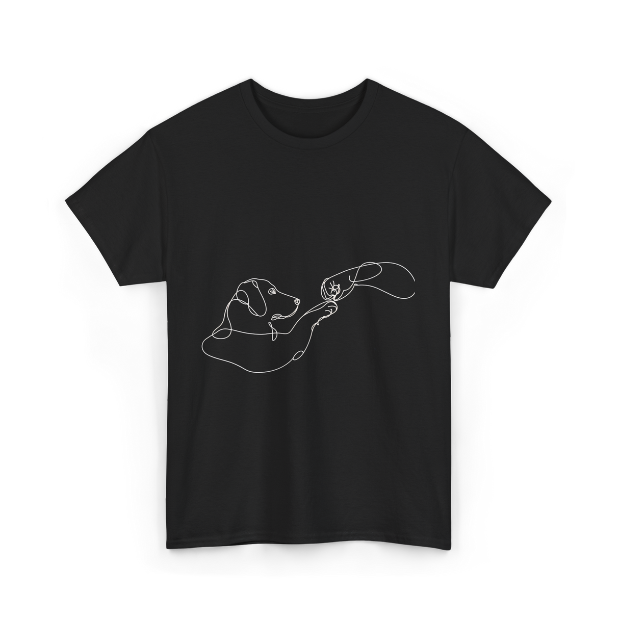 Dog And Hand Friendship Dog T-Shirt - Black