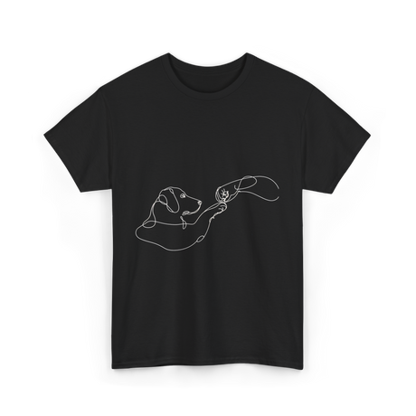 Dog And Hand Friendship Dog T-Shirt - Black