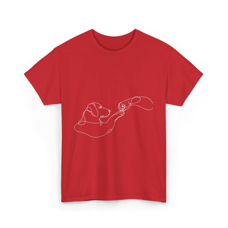Dog And Hand Friendship Dog T-Shirt - Red