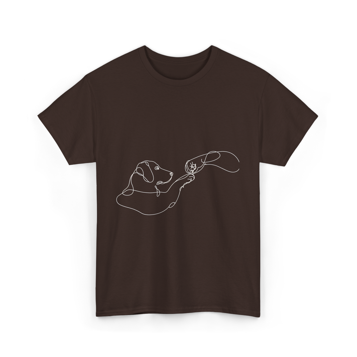 Dog And Hand Friendship Dog T-Shirt - Dark Chocolate
