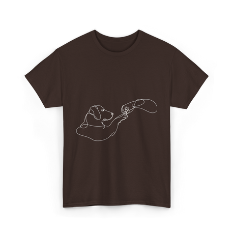Dog And Hand Friendship Dog T-Shirt - Dark Chocolate