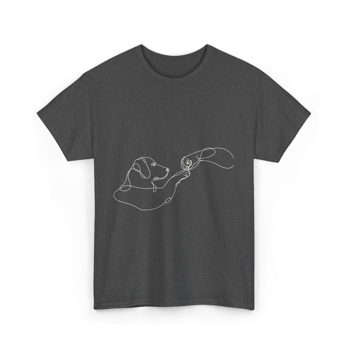 Dog And Hand Friendship Dog T-Shirt - Dark Heather