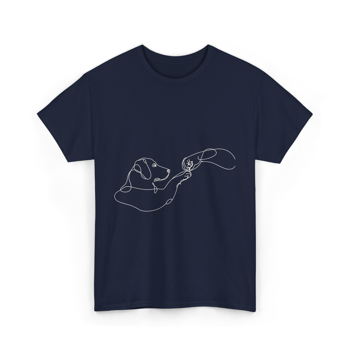 Dog And Hand Friendship Dog T-Shirt - Navy