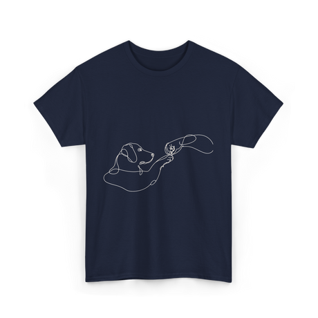 Dog And Hand Friendship Dog T-Shirt - Navy