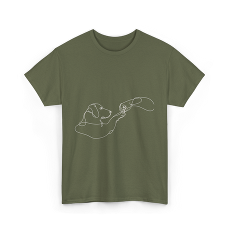Dog And Hand Friendship Dog T-Shirt - Military Green