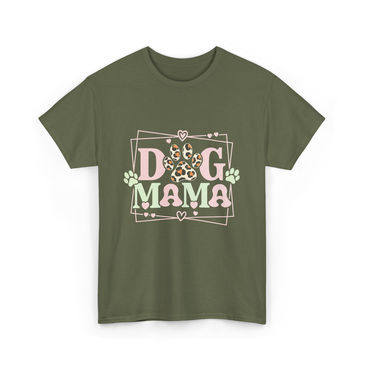 Dog Mama Dog Mom Pet Lover T-Shirt - Military Green