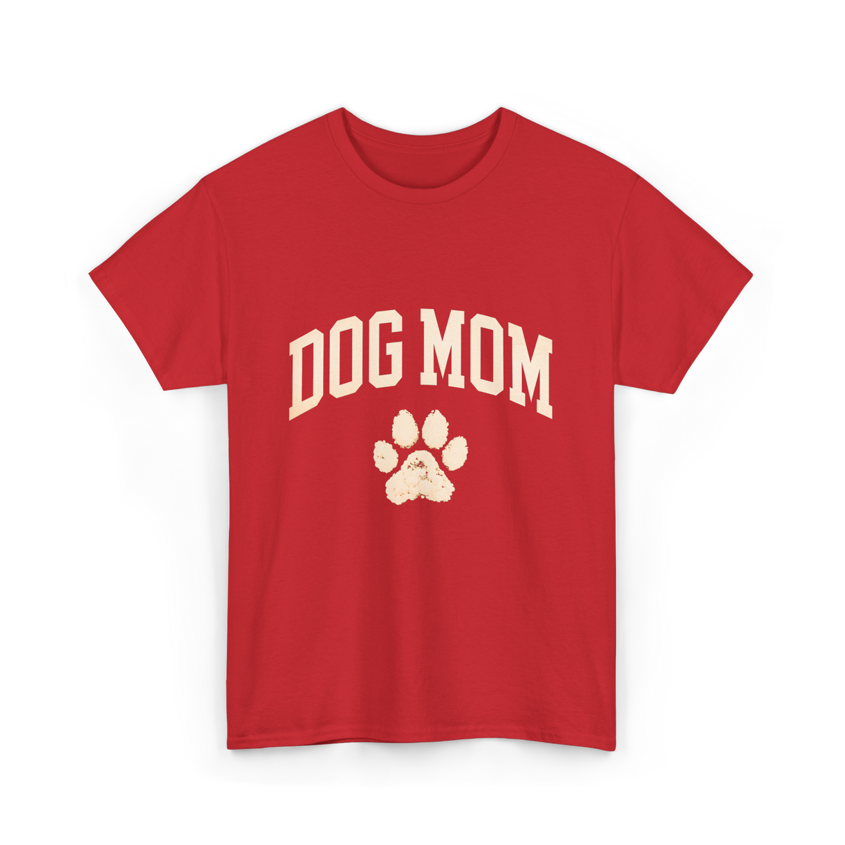 Dog Mom Paw Dog Lover T-Shirt - Red