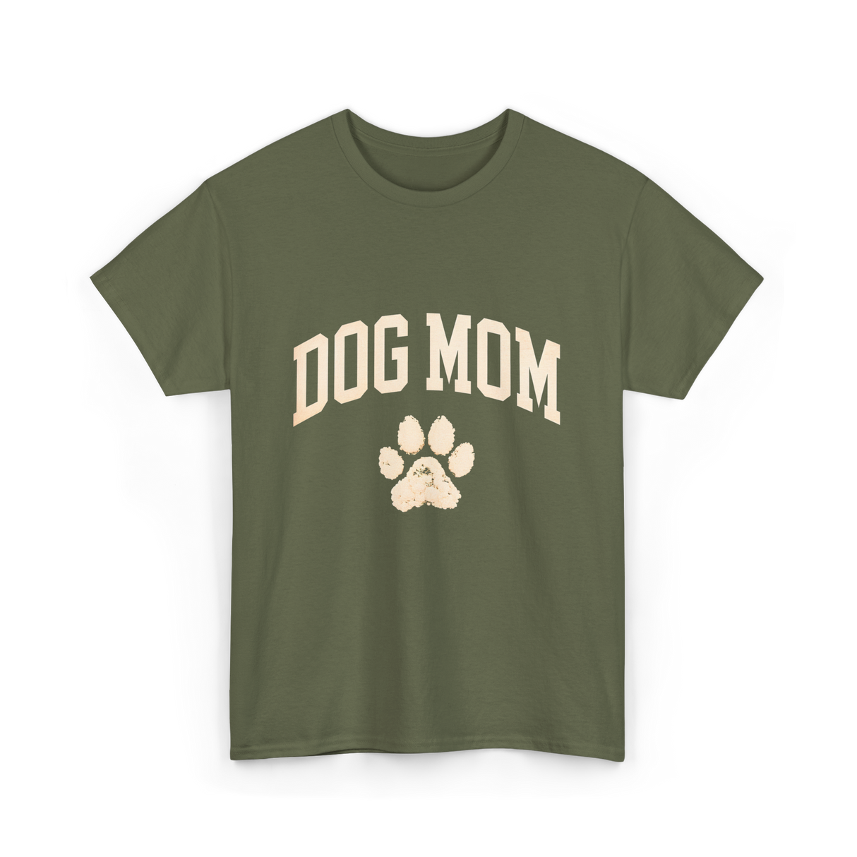 Dog Mom Paw Dog Lover T-Shirt - Military Green