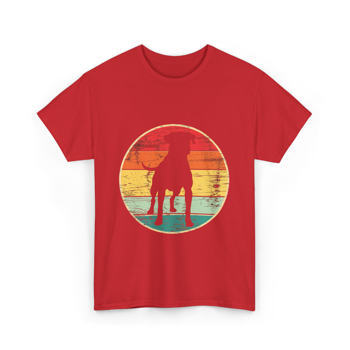 Dog Silhouette Art Canine T-Shirt - Red