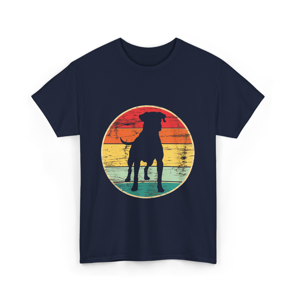 Dog Silhouette Art Canine T-Shirt - Navy