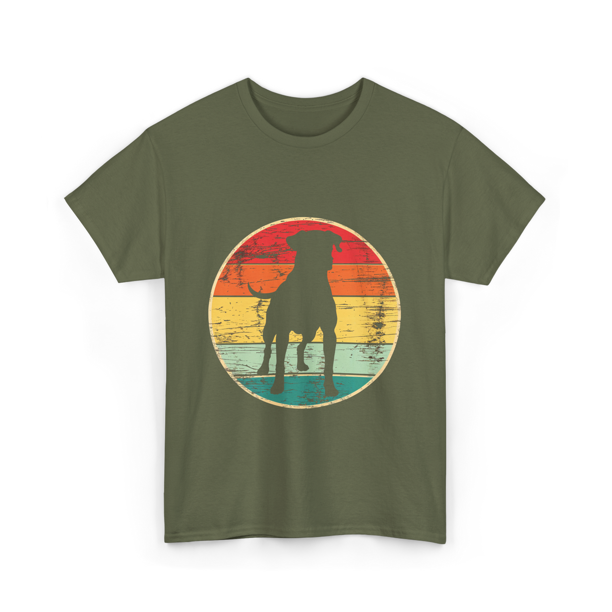 Dog Silhouette Art Canine T-Shirt - Military Green
