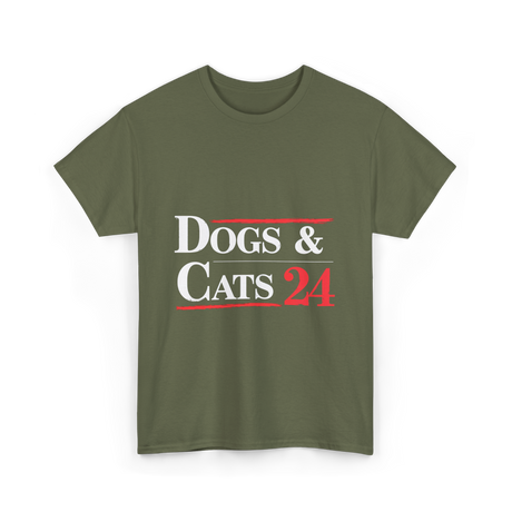 Dogs and Cats Pet Lovers T-Shirt - Military Green