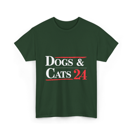 Dogs and Cats Pet Lovers T-Shirt - Forest Green