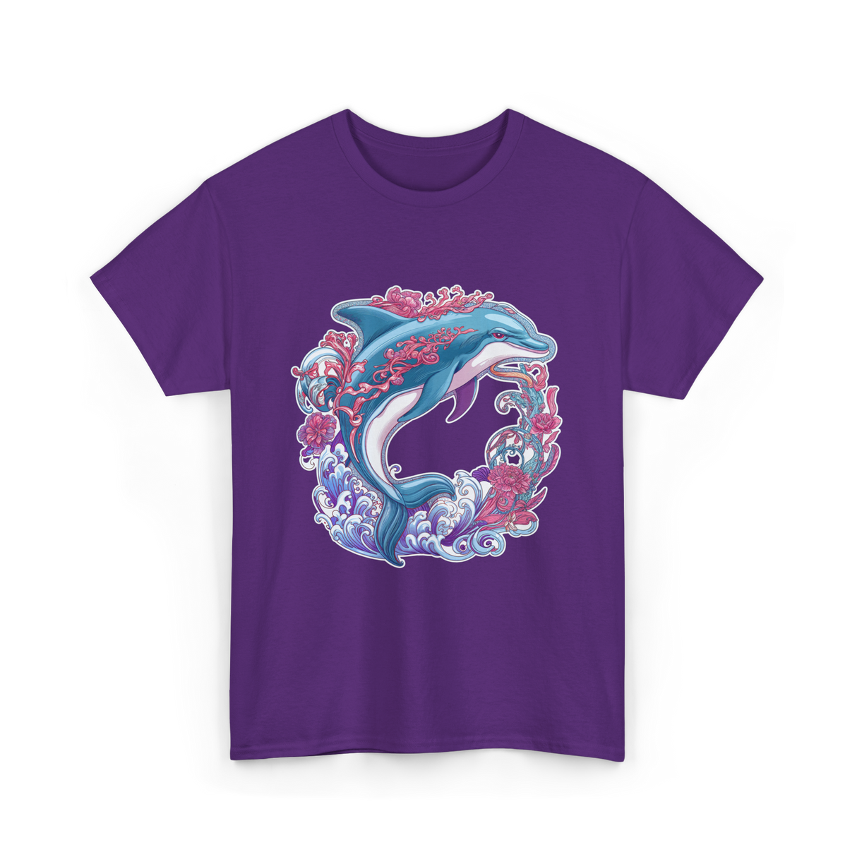 Dolphin Artwork Marine Life T-Shirt - Purple