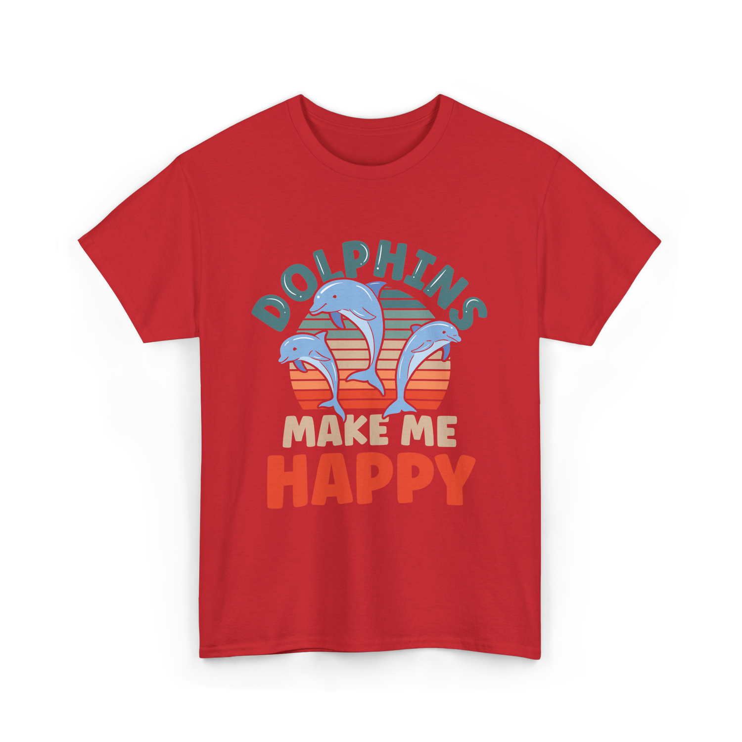 Dolphins Make Me Happy Dolphin T-Shirt - Red