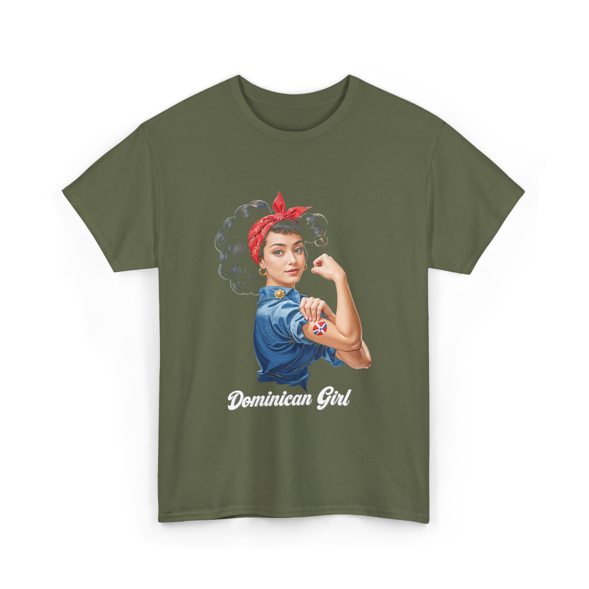 Dominican Girl Dominican Republic T-Shirt - Military Green