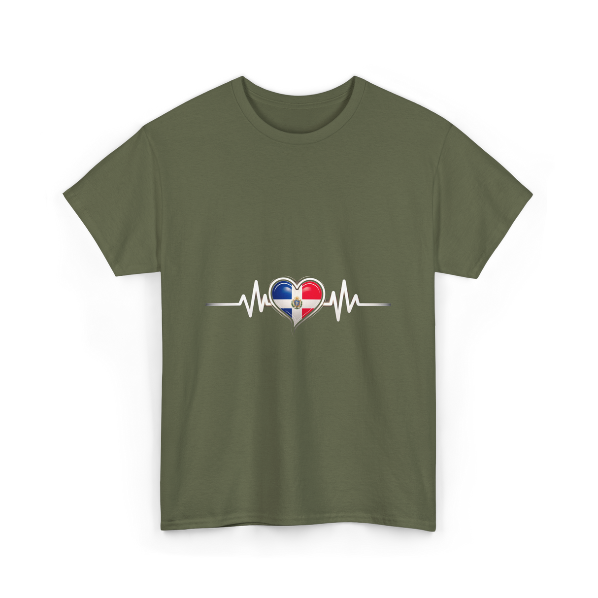Dominican Heartbeat Dominican Republic Love T-Shirt - Military Green