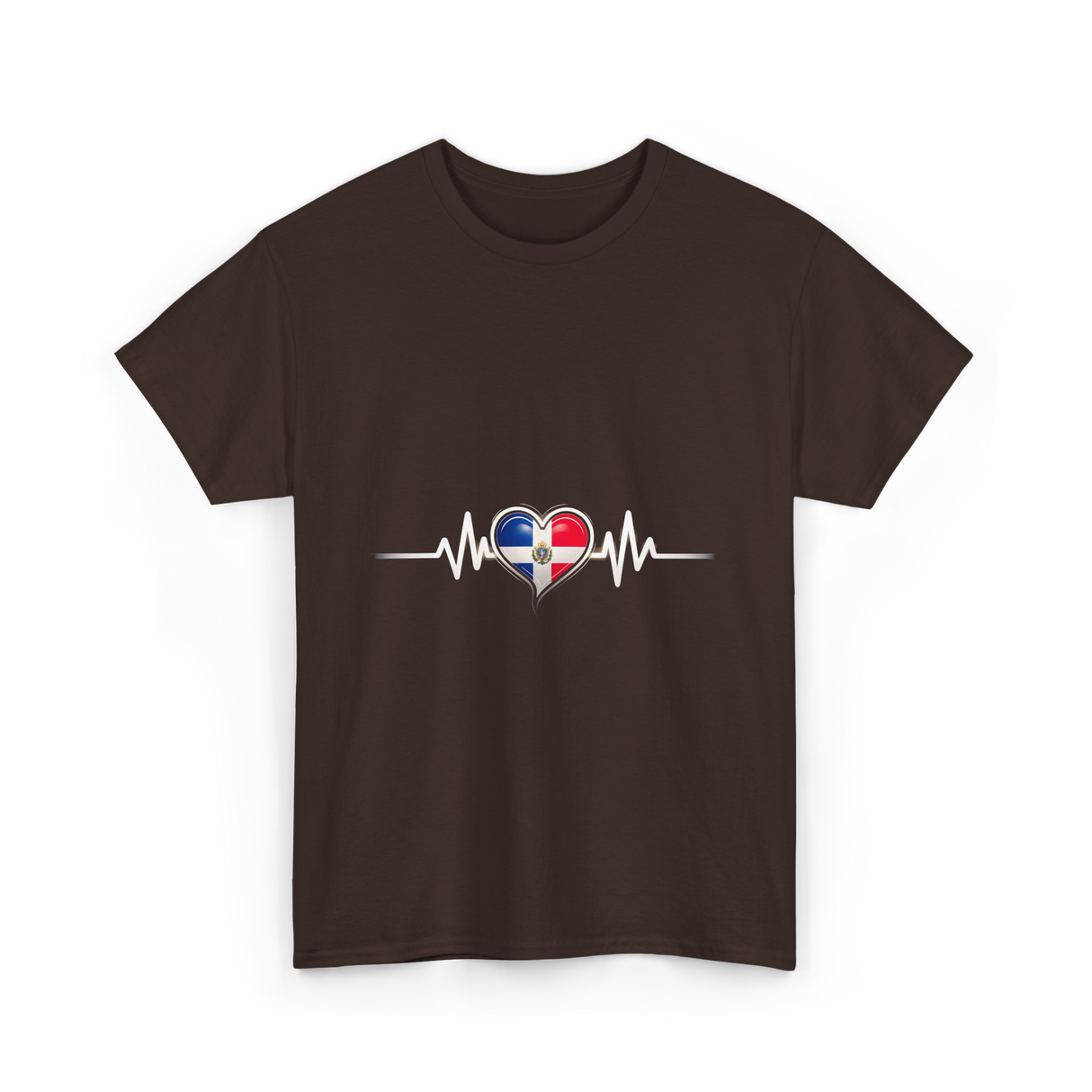 Dominican Heartbeat Dominican Republic Love T-Shirt - Dark Chocolate