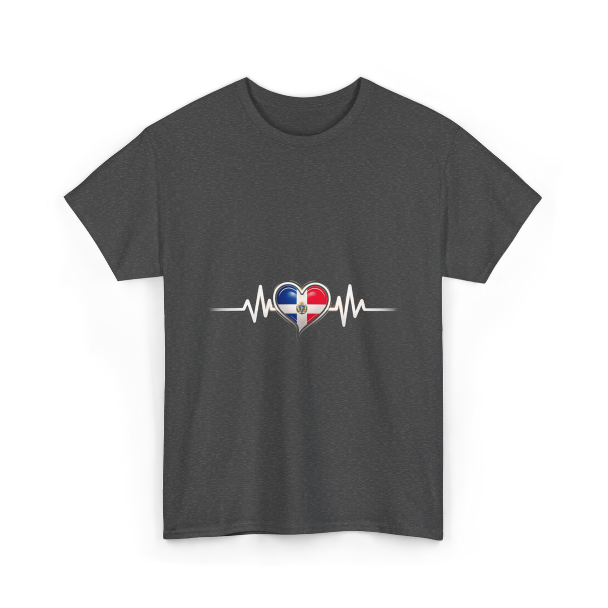 Dominican Heartbeat Dominican Republic Love T-Shirt - Dark Heather
