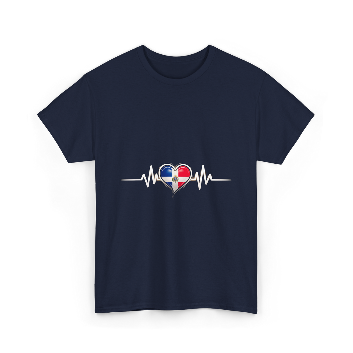 Dominican Heartbeat Dominican Republic Love T-Shirt - Navy