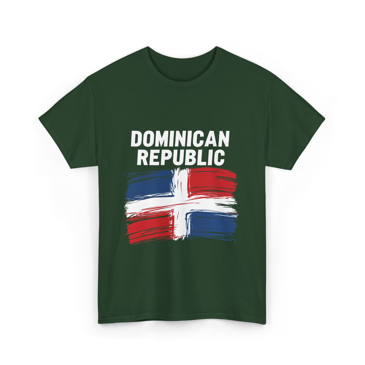 Dominican Republic Flag T-Shirt - Forest Green