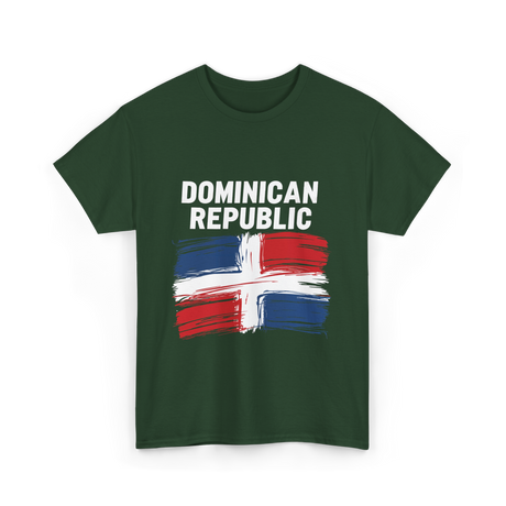 Dominican Republic Flag T-Shirt - Forest Green